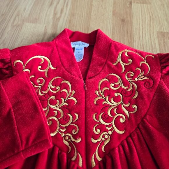 Vintage Vanity Fair Red Embroidered Zip Robe – Medium - Picture 6 of 8